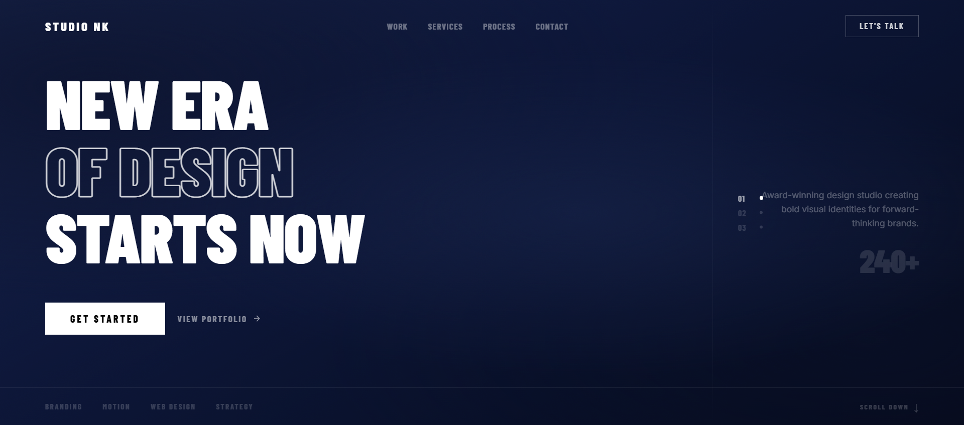 Bold Creative Hero , Uppercase Rubik Typography & SVG-Shaped CTA Button