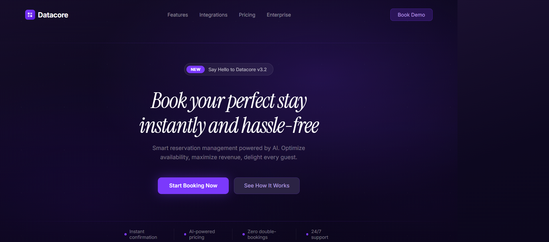 SaaS Hero , Booking Platform with Glassmorphism Badge & Instrument Serif